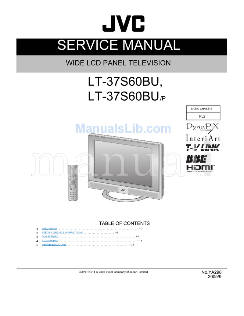 JVC YA298 LT-37S60BU (134 pages) TV Service Manual