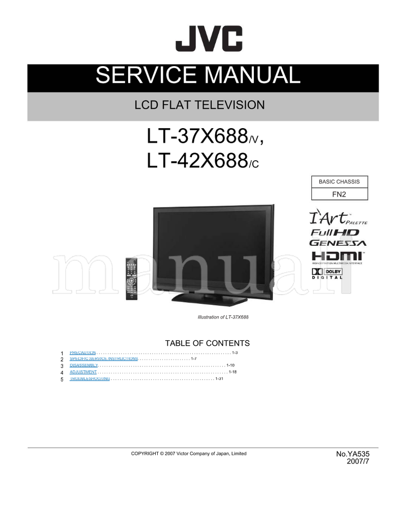 JVC YA535 LT-37X688 LT-42X688 (34 pages) TV Service Manual