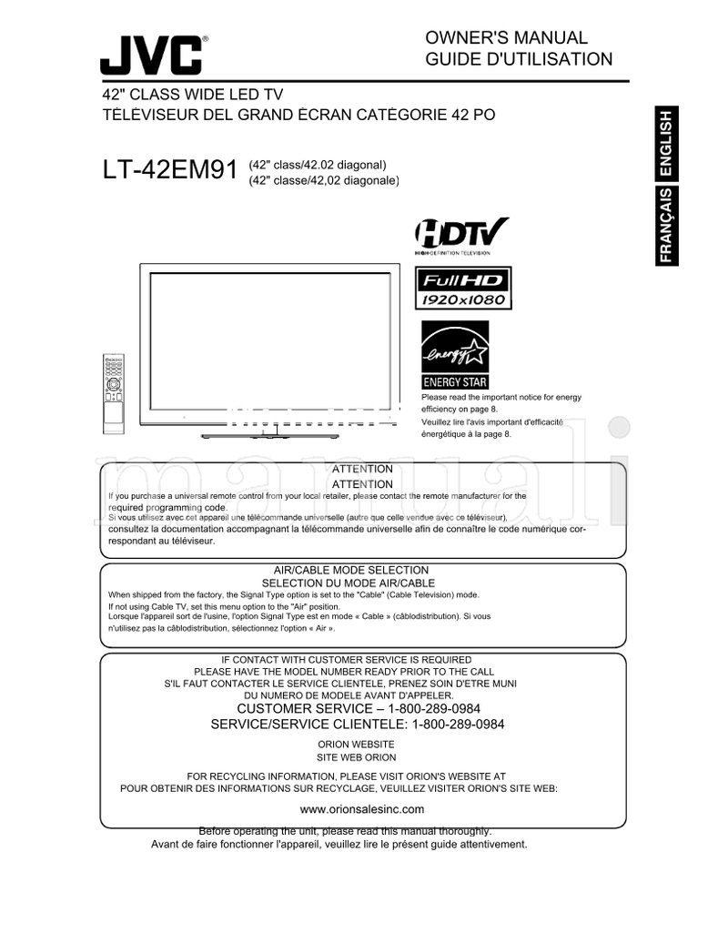 JVC LT-42EM91 (52 pages) TV Operating Manual