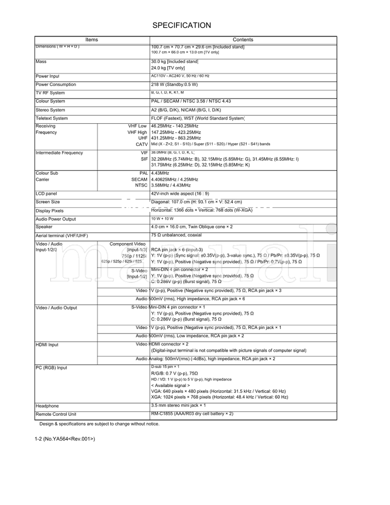 JVC LT-42FX77 (106 pages) TV Service Manual