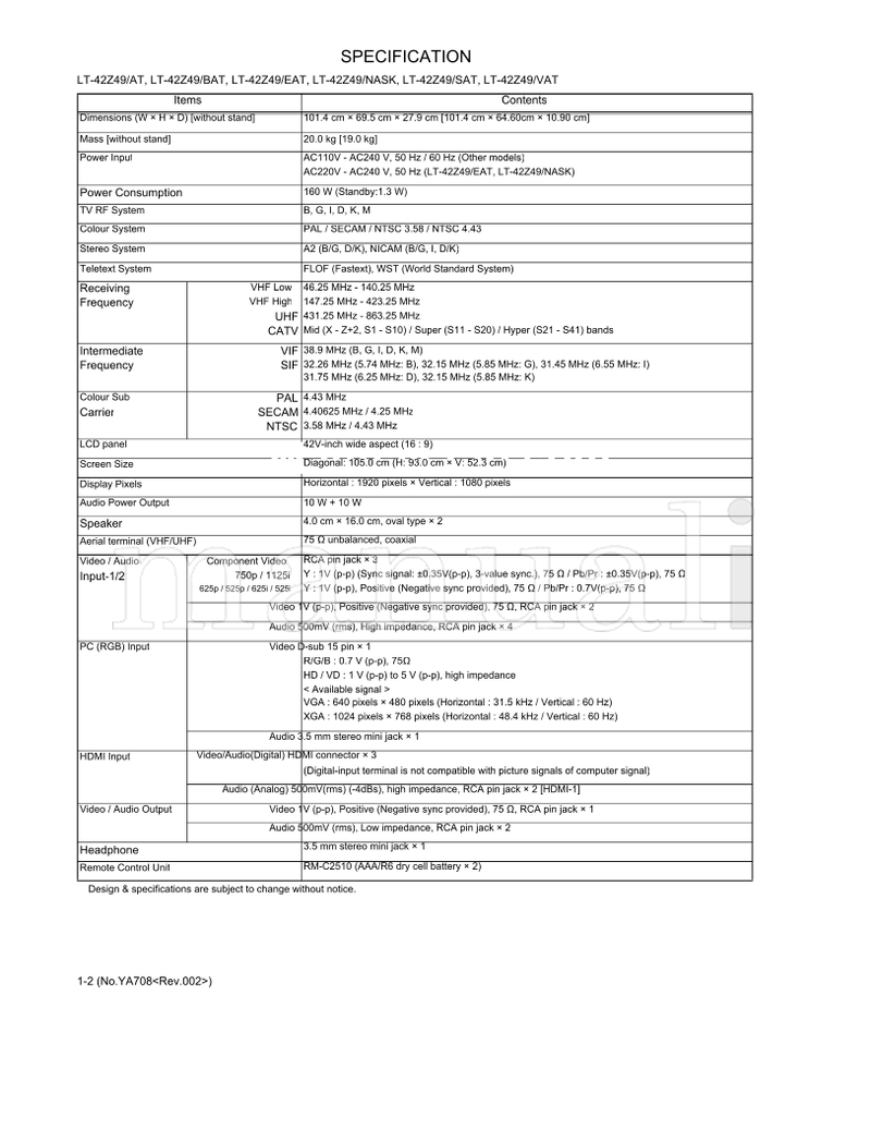 JVC LT-42Z49 (98 pages) TV Service Manual