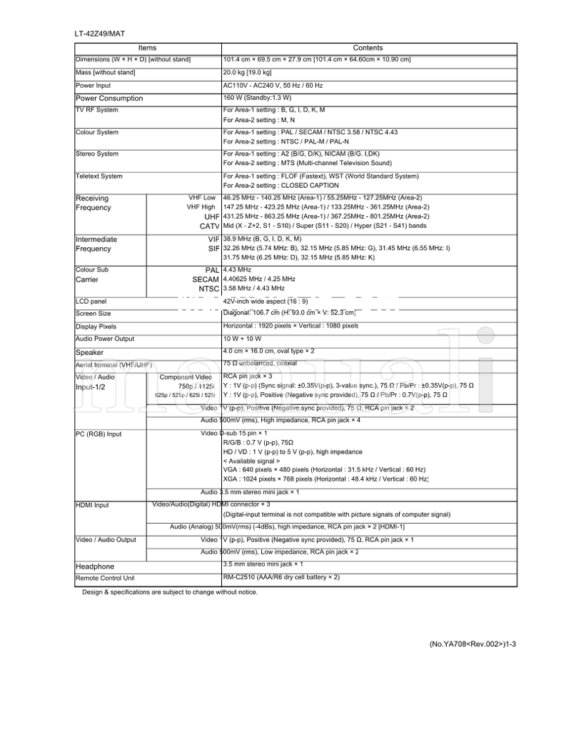 JVC LT-42Z49 (98 pages) TV Service Manual
