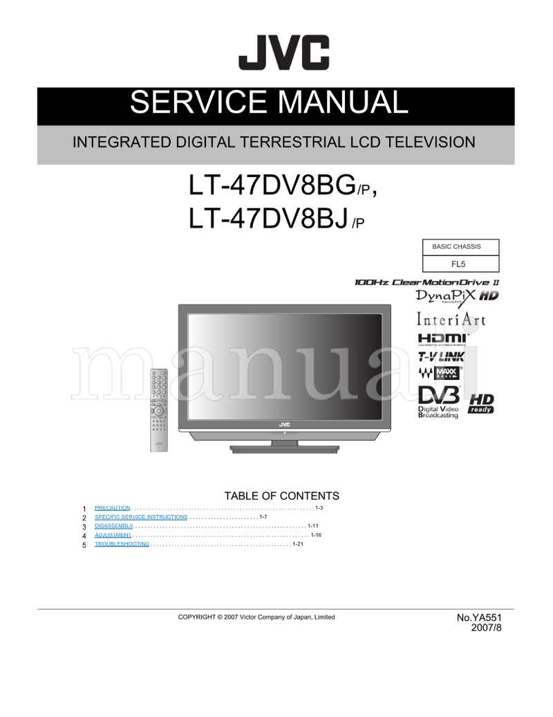 JVC YA551 LT-47DV8BG LT-47DV8BJ (80 pages) TV Service Manual