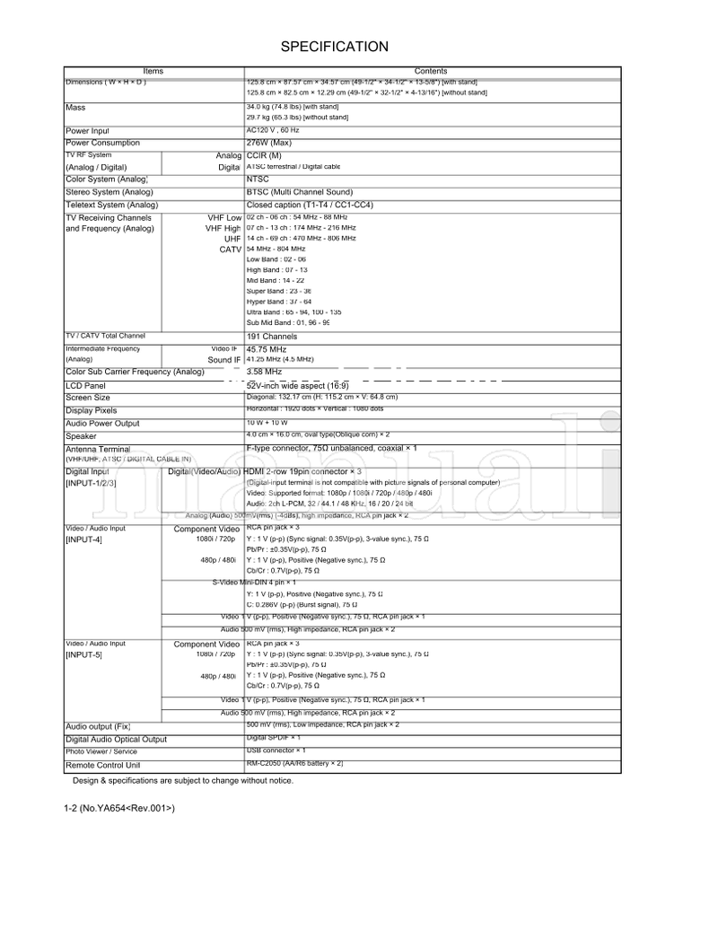 JVC LT-32EM49 LT-52X579 LT-42EM59 LT-47EM59 (16 pages) TV Service Manual