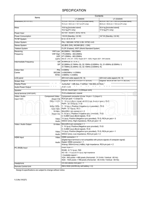 JVC YA327 LT-Z26SX5 LT-Z32SX5 (190 pages) TV Service Manual