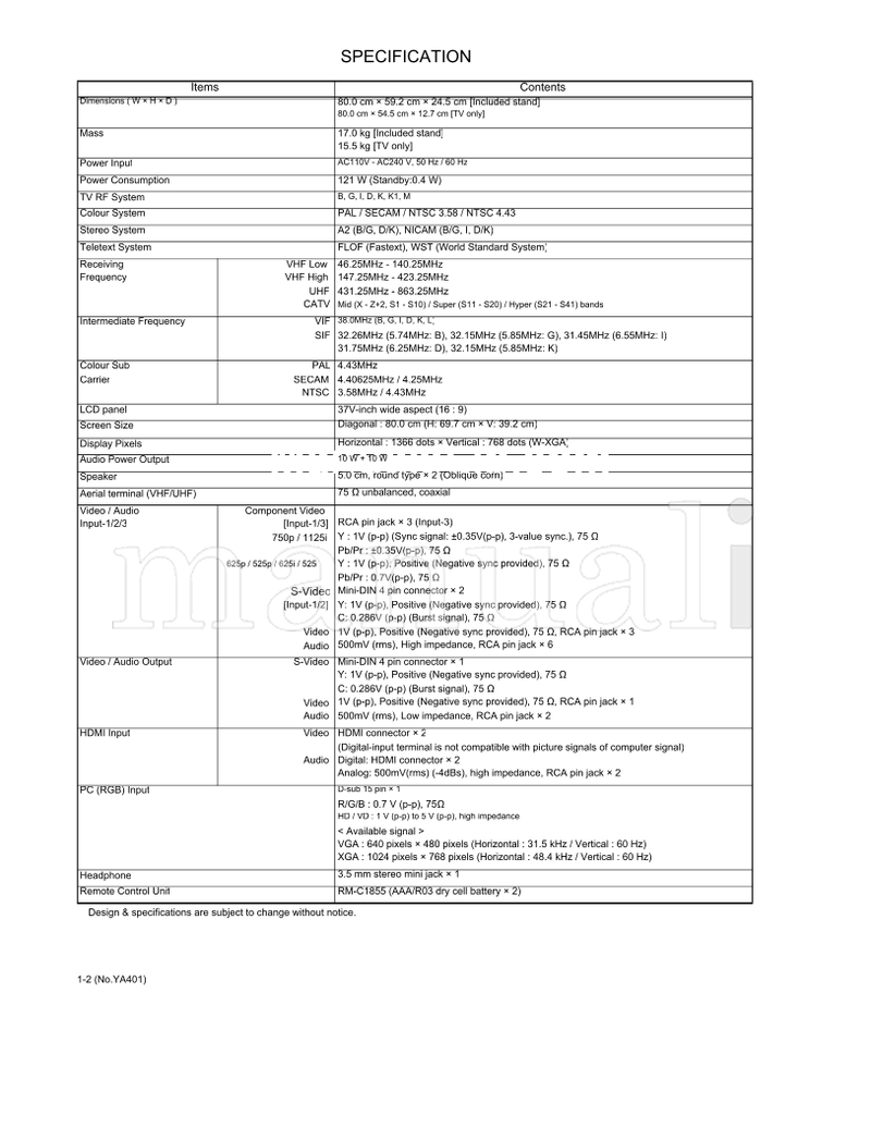 JVC YA401 LT-Z32FX6 (147 pages) TV Service Manual