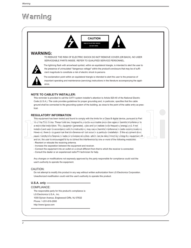 LG 15LA6R 20LA6R (28 pages) TV Operating Manual
