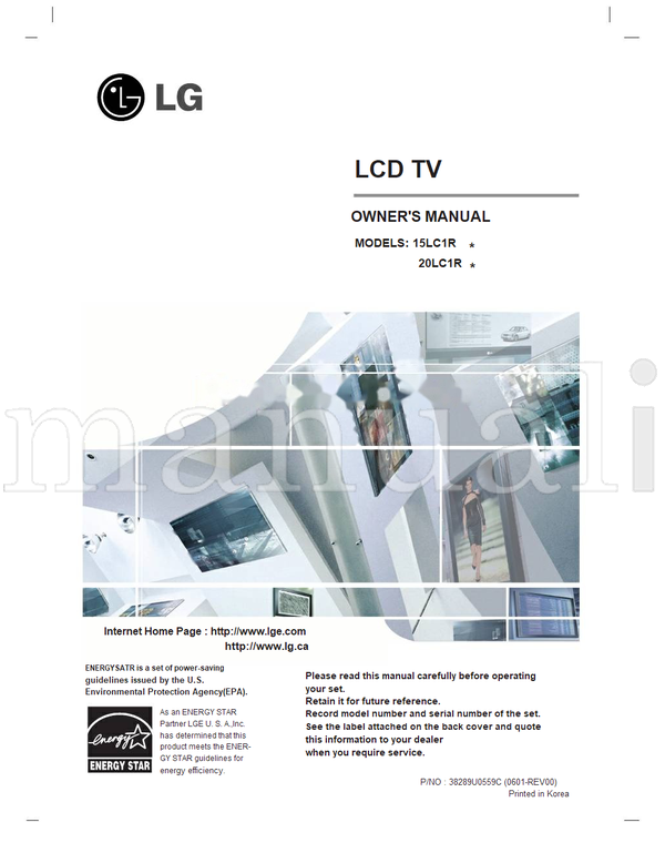 LG 15LC1R 20LC1R 38289U0559C (36 pages) TV Operating Manual
