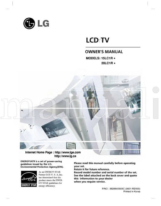 LG 38289U0559C 15LC1R 20LC1R (36 pages) TV Operating Manual