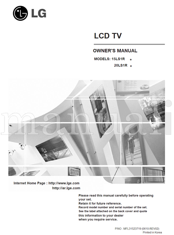 LG 15LS1R 20LS1R MFL31523719 (28 pages) TV Operating Manual