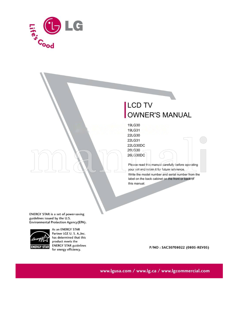 LG 2230DC 2630DC (116 pages) TV Operating Manual