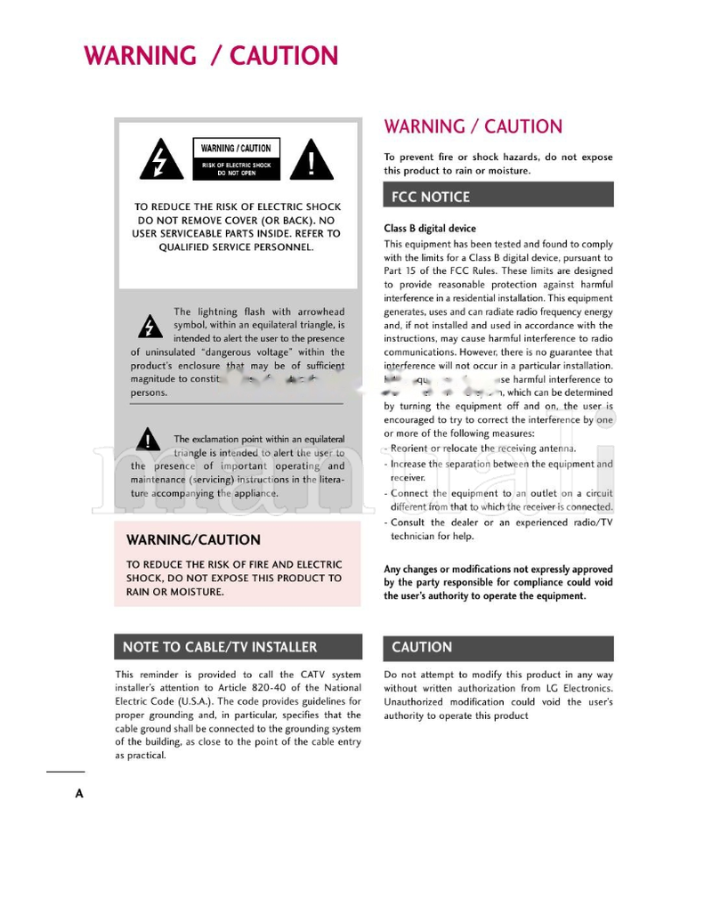 LG 2230DC 2630DC (116 pages) TV Operating Manual