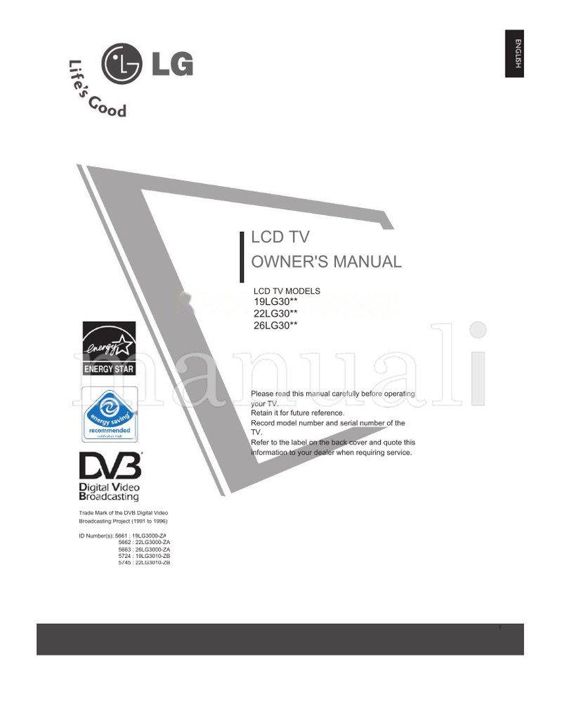 LG 19LG30** 22LG30** 26LG30** (81 pages) TV Operating Manual