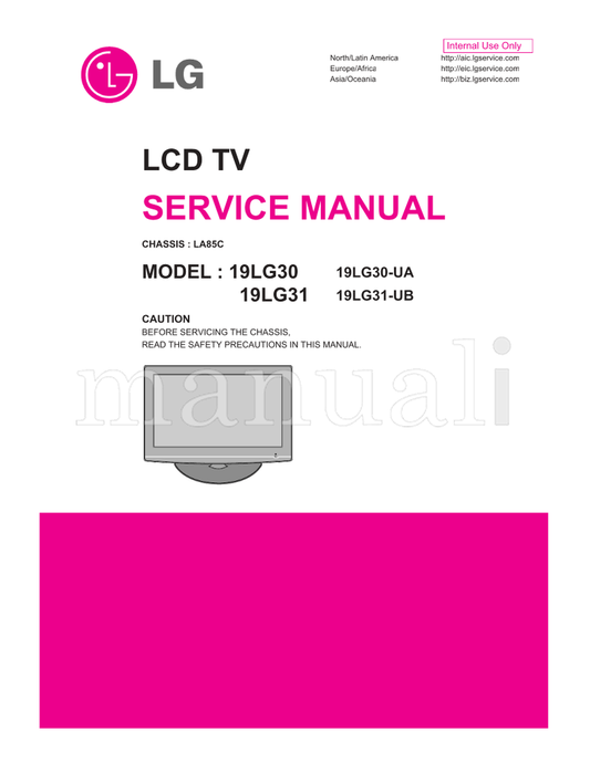 LG LA85C 19LG30 19LG31 19LG30-UA 19LG31-UB (25 pages) TV Service Manual