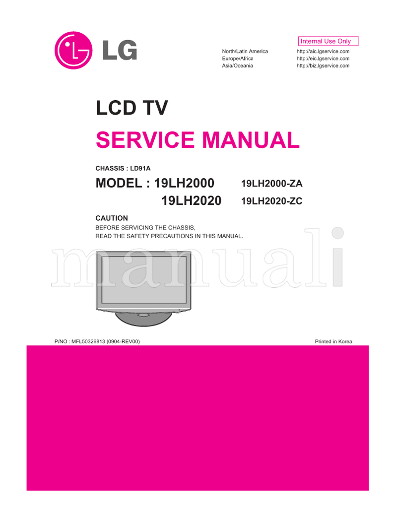 LG LD91A 19LH2000 19LH2020 19LH2000-ZA 19LH2020-ZC (75 pages) TV Service Manual
