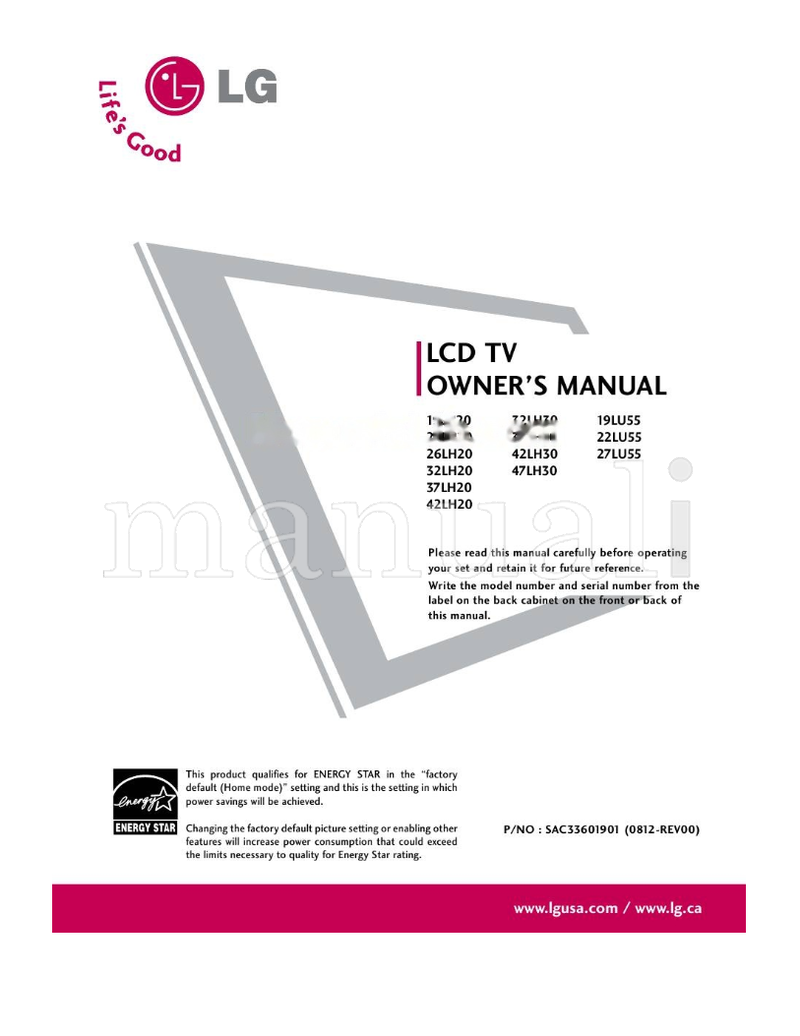 LG 19LH20 (130 pages) TV Operating Manual