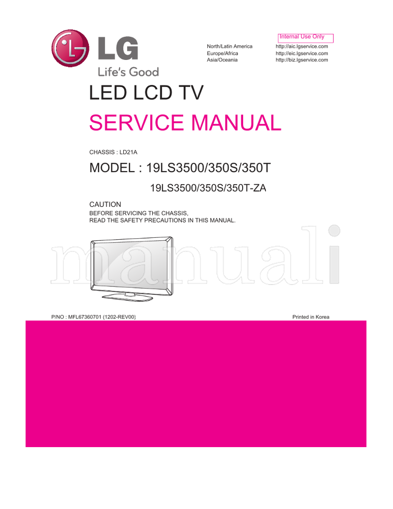 LG LD21A 19LS3500 MFL67360701 350T-ZA (51 pages) TV Service Manual