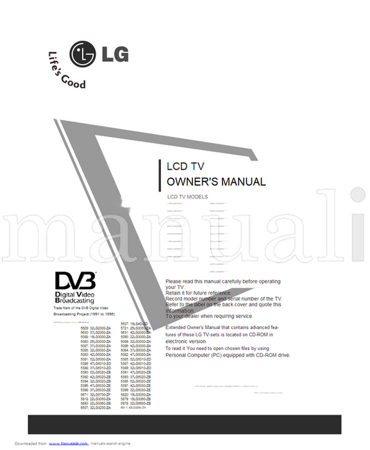 LG 22LS4D-ZD 19LS4D-ZD 32LG2000-ZA 26LG3050-ZA 37LG2000-ZA (21 pages) TV Operating Manual