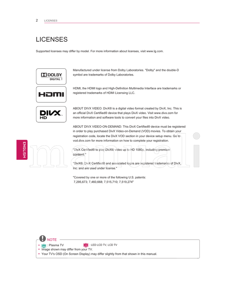 LG 19LV2500 32LV3500 22LV2500 37LV3500 26LV2500 42LV3500 (124 pages) TV Operating Manual