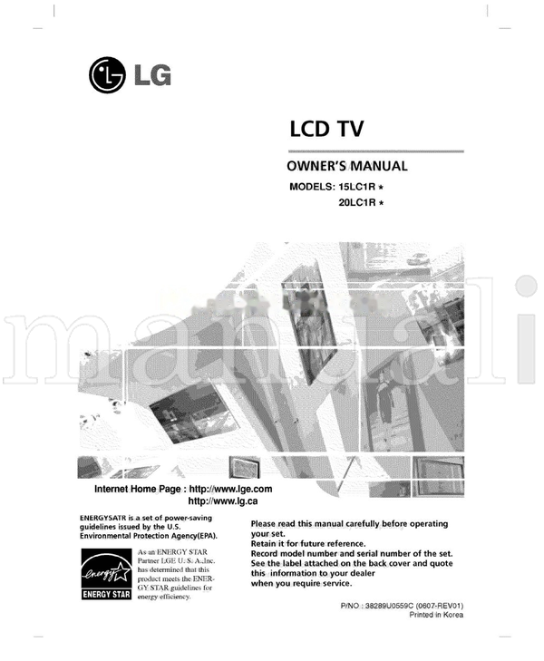 LG 15LCIR 20LC1 38289U0559C (36 pages) TV Operating Manual