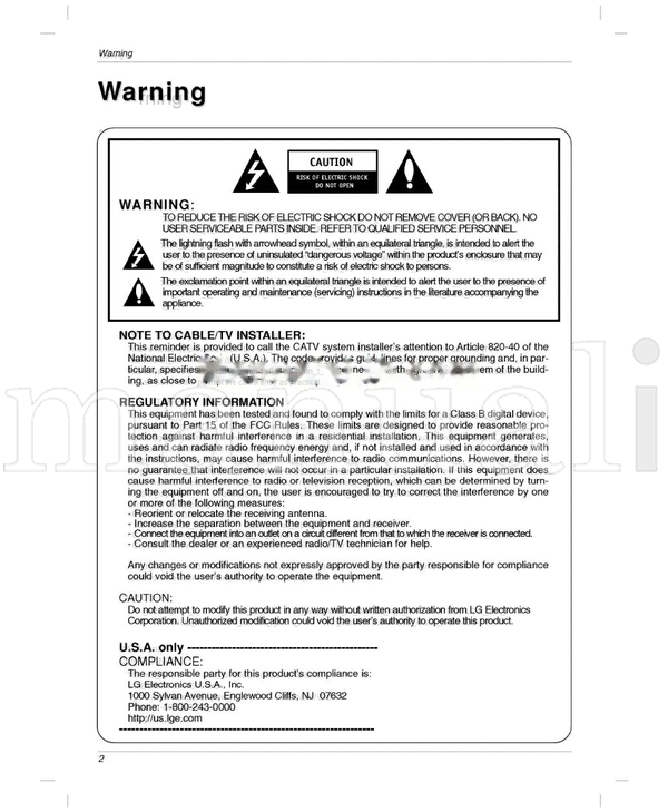 LG 15LCIR 20LC1 38289U0559C (36 pages) TV Operating Manual