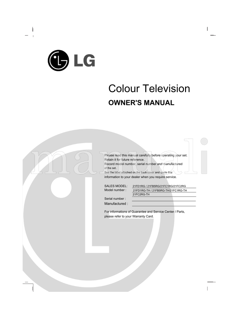 LG 21FD1RG 21FB5RG 21FC1RG 21FC2RG 21FD1RG-TH 21FB5RG-TH (28 pages) TV Operating Manual