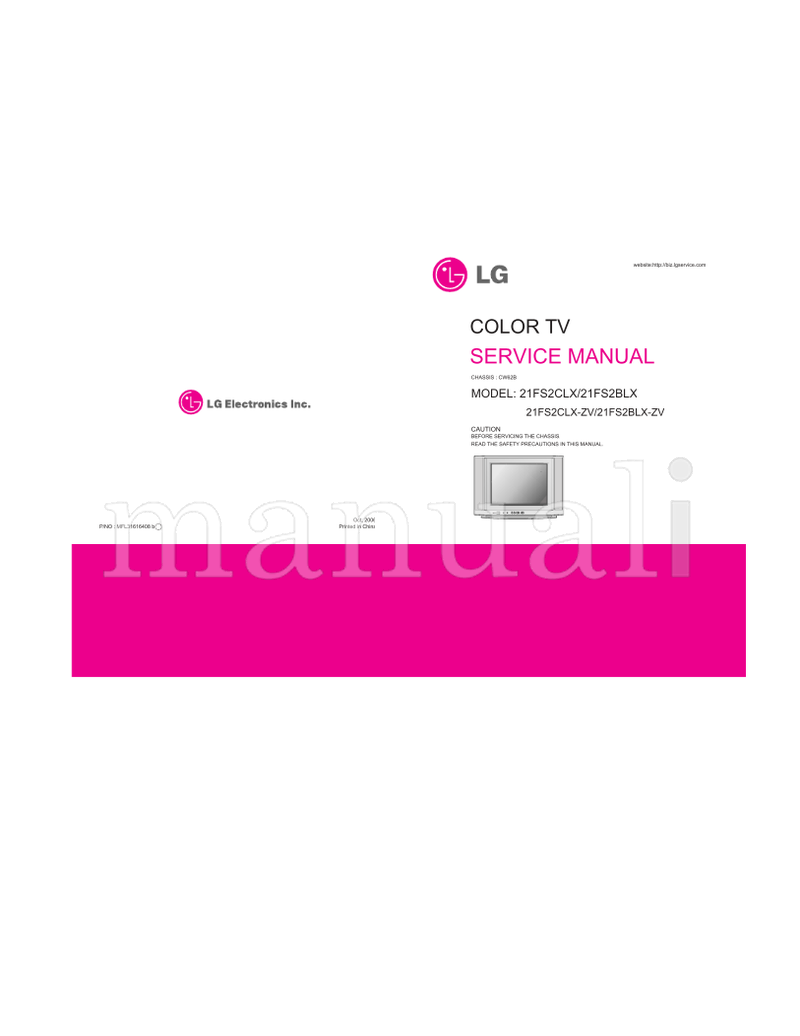 LG CW62B 21FS2CLX 21FS2BLX 21FS2CLX-ZV 21FS2BLX-ZV (29 pages) TV Service Manual
