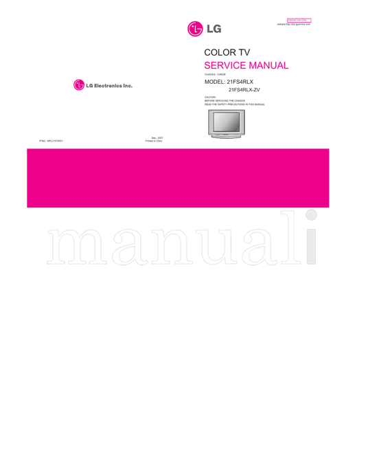 LG MFL31616401 CW62B 21FS4RLX 21FS4RLX-ZV (29 pages) TV Service Manual