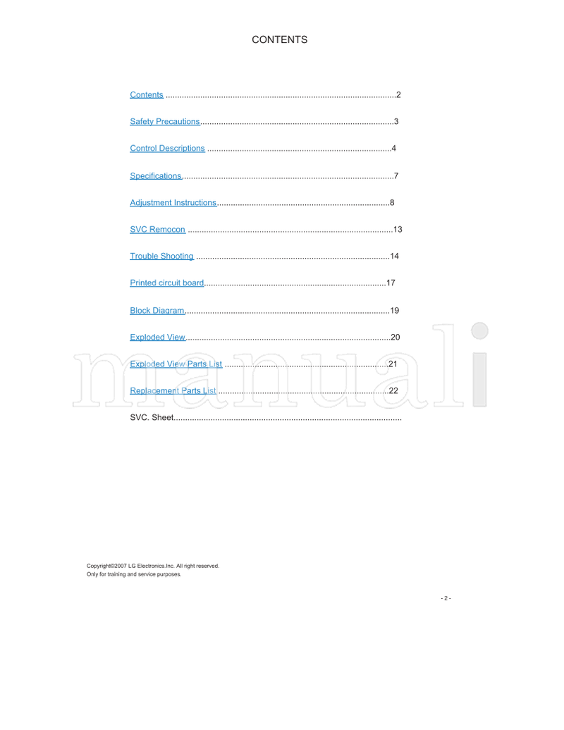 LG MFL31616401 CW62B 21FS4RLX 21FS4RLX-ZV (29 pages) TV Service Manual