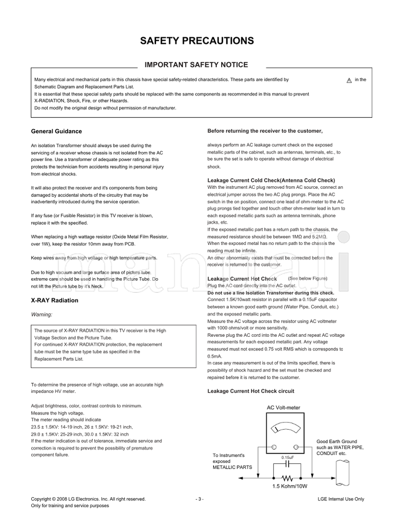 LG CW81A 21FU3RL 21FU3RL-T3 (16 pages) TV Service Manual