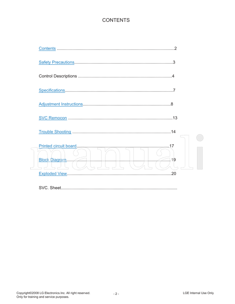 LG MFL51851001 CW62E 21FU6RLX 21FU6RLX-T8 (20 pages) TV Service Manual