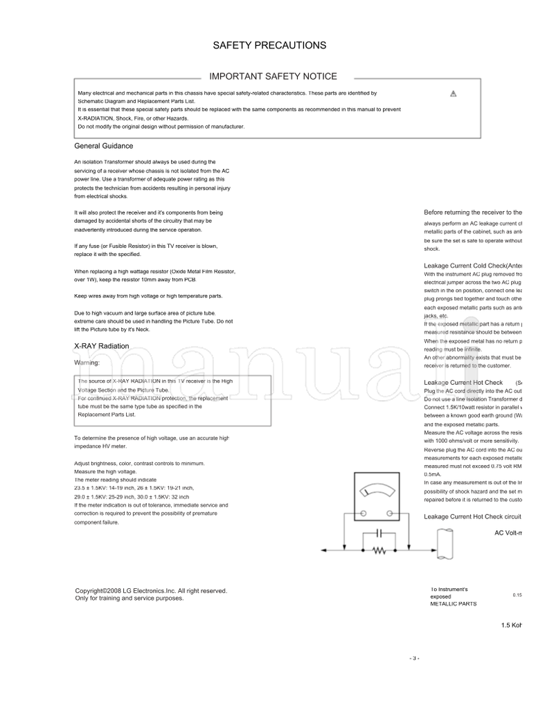 LG MFL51851001 CW62E 21FU6RLX 21FU6RLX-T8 (20 pages) TV Service Manual