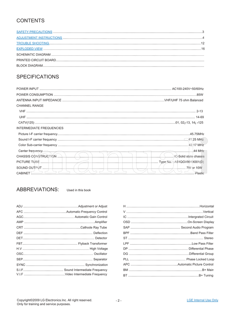 LG MFL42466416 CW81B 21SA1RL RLX-L4 (18 pages) TV Service Manual