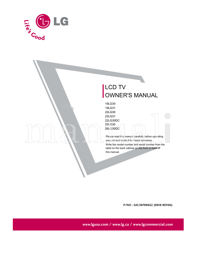 LG 19LG30 19LG31 22LG30 22LG31 22LG30DC 26LG30 26LG30DC (116 pages) TV Operating Manual