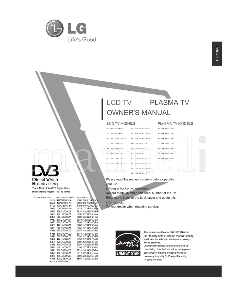 LG 223000 (118 pages) TV Operating Manual