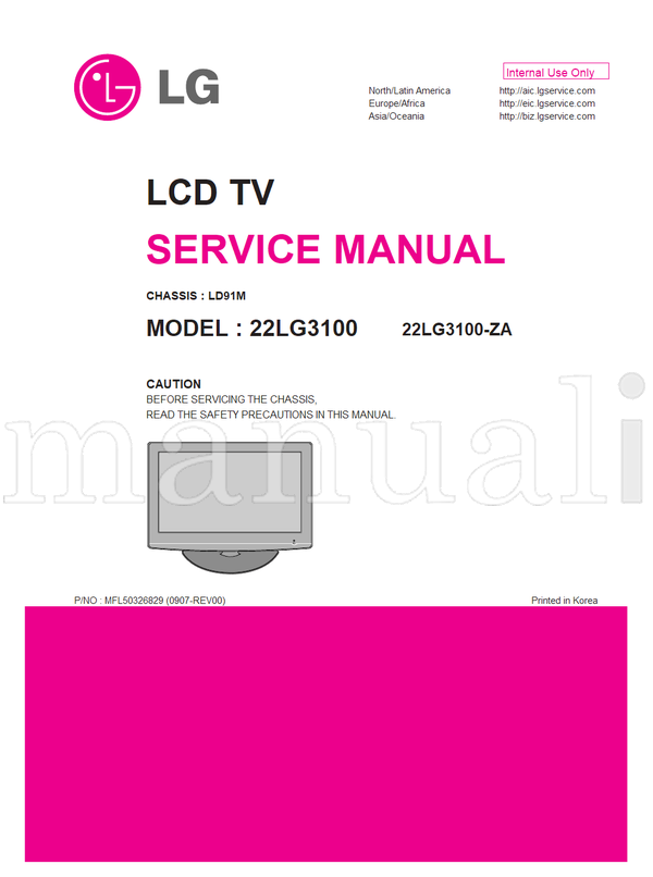 LG LD91M 22LG3100 MFL50326829 22LG3100-ZA (67 pages) TV Service Manual