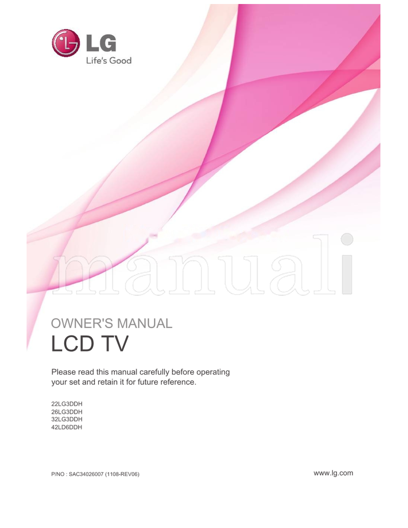 LG 22LG3DDH 26LG3DDH 32LG3DDH 42LD6DDH (93 pages) TV Operating Manual