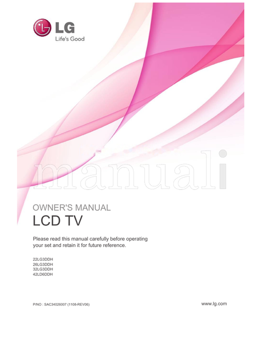 LG 22LG3DDH 26LG3DDH 32LG3DDH 42LD6DDH (93 pages) TV Operating Manual
