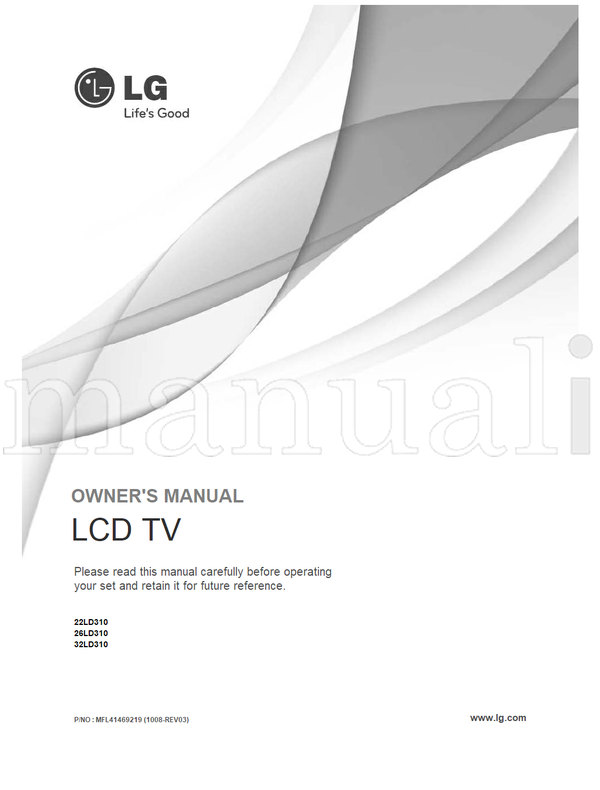 LG 22LD310 26LD310 32LD310 MFL41469219 (60 pages) TV Operating Manual