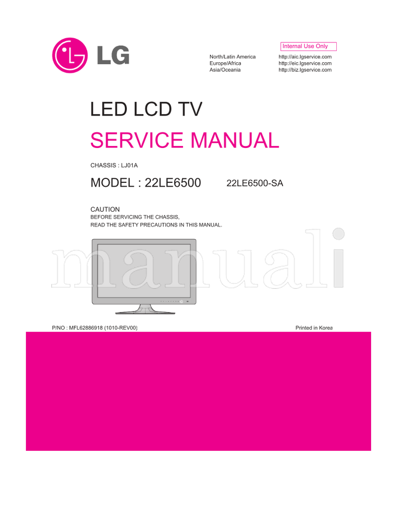 LG LJ01A 22LE6500 22LE6500-SA (44 pages) TV Service Manual