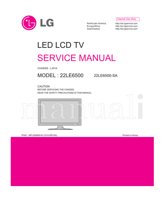 LG LJ01A 22LE6500 22LE6500-SA (44 pages) TV Service Manual