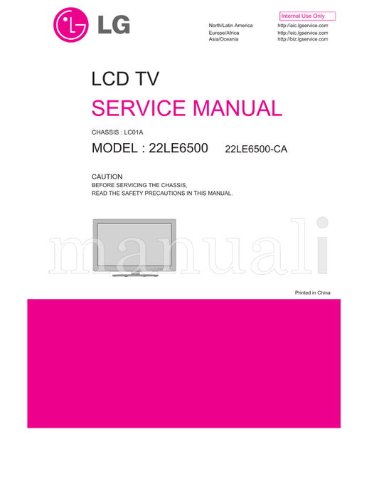 LG LC01A 22LE6500 22LE6500-CA (36 pages) TV Service Manual