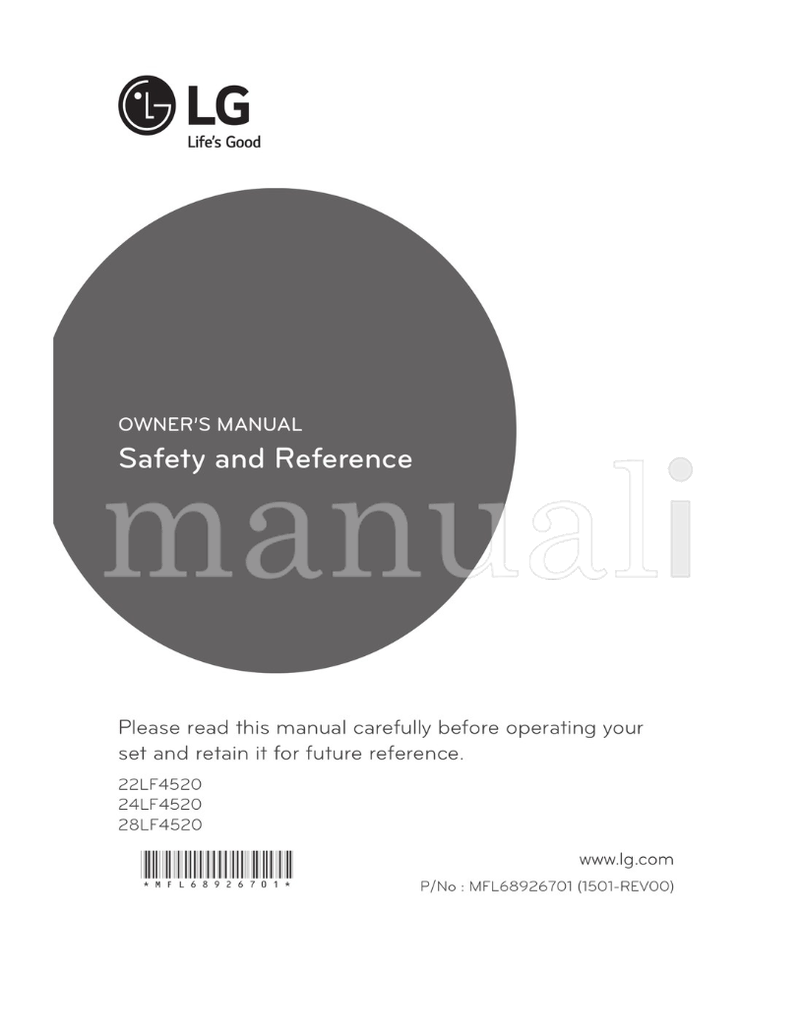 LG 22LF4520 24LF4520 28LF4520 *MFL68926701* MFL68926701 (18 pages) TV Operating Manual