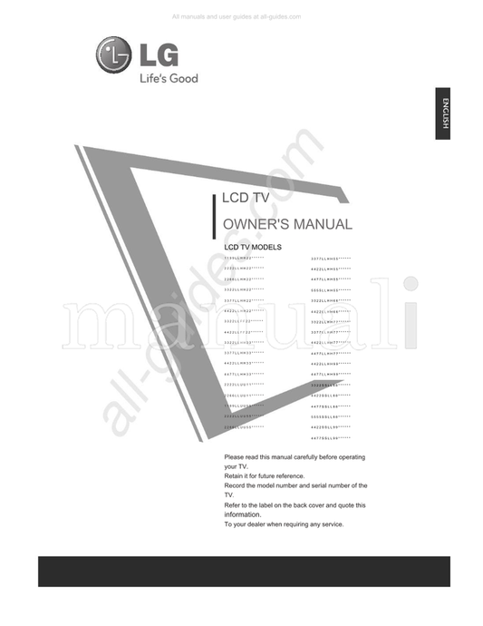 LG 22LH2 Series (140 pages) TV Operating Manual