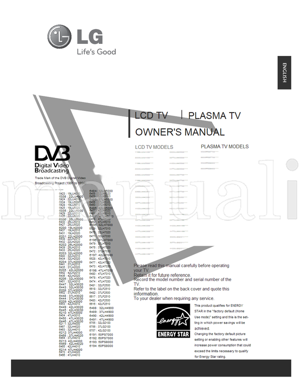 LG 19LU4000 19LU4010 22LU4000 22LU4010 19LU5000 19LU5010 (176 pages) TV Operating Manual