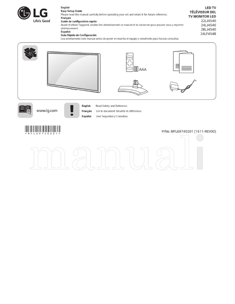 LG *MFL69740201* MFL69740201 22LJ4540 24LJ4540 28LJ4540 (48 pages) TV Operating Manual