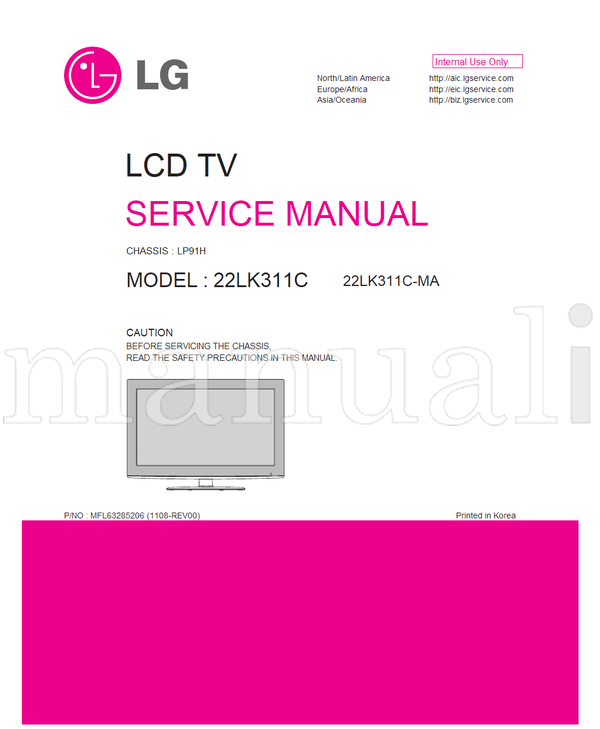 LG LP91H 22LK311C MFL63285206 22LK311C-MA (26 pages) TV Service Manual