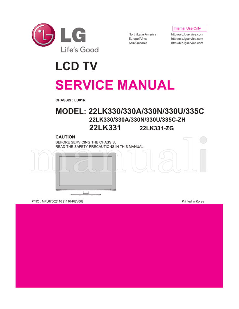 LG LD01R 22LK330 335C-ZH 22LK331 22LK331-ZG (31 pages) TV Service Manual
