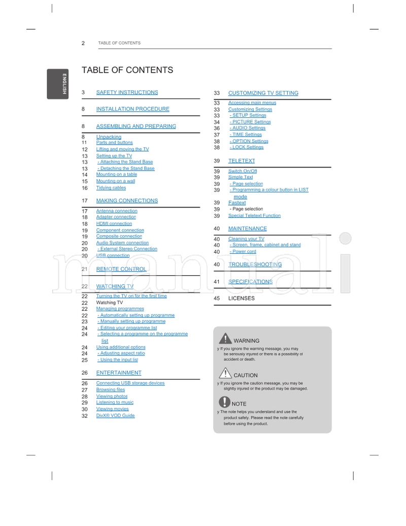 LG LN41** LN405* MFL67782403 (44 pages) TV Operating Manual