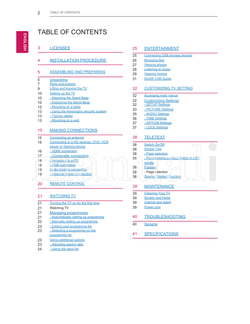 LG 22LN4305 24LN4305 (46 pages) TV Operating Manual